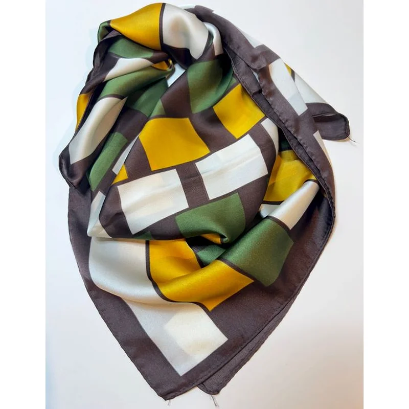 Foulard satiné à blocs de couleurs 