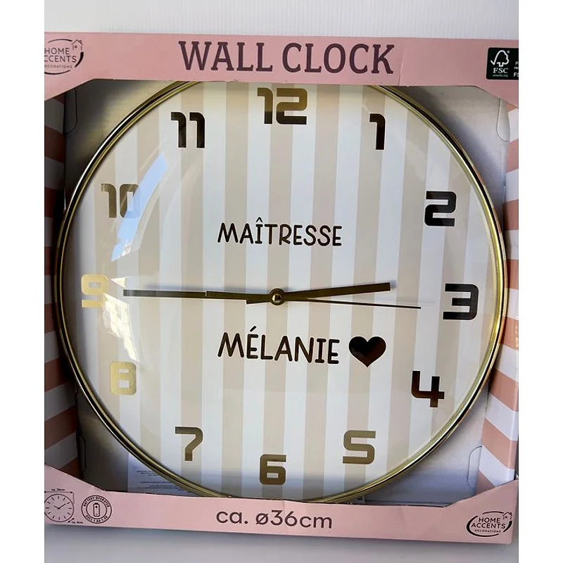 Horloge personnalisée ( uniquement prénom + fonction)